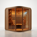 Salt Therapy Room Built for Shared Wellness, Curved Glass Design, Radiant Heat Bench, Micro-Salt Diffuser
