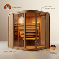 Salt Therapy Room Built for Shared Wellness Sessions, Curved Glass Design, Radiant Heat Bench, Micro-Salt Diffuser — infographic