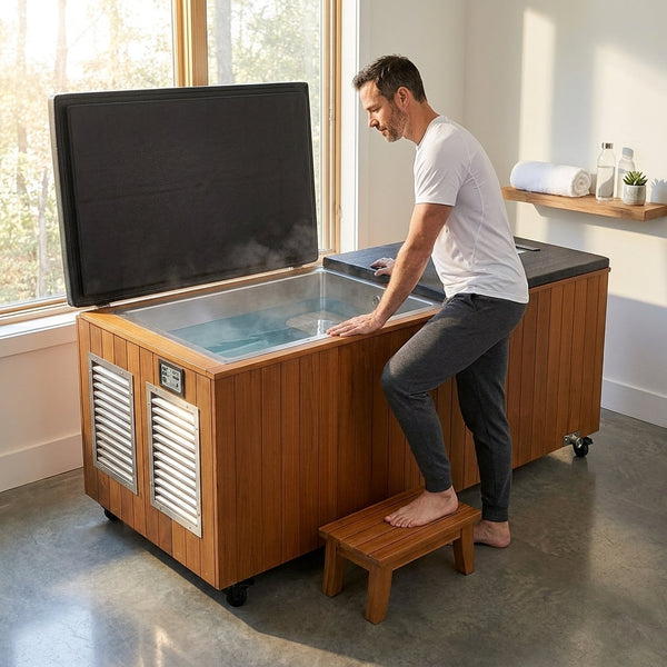 Cedar Cold Plunge Built for Home Recovery, 304 Stainless Steel Basin, High-Capacity Chiller, Touchscreen Control